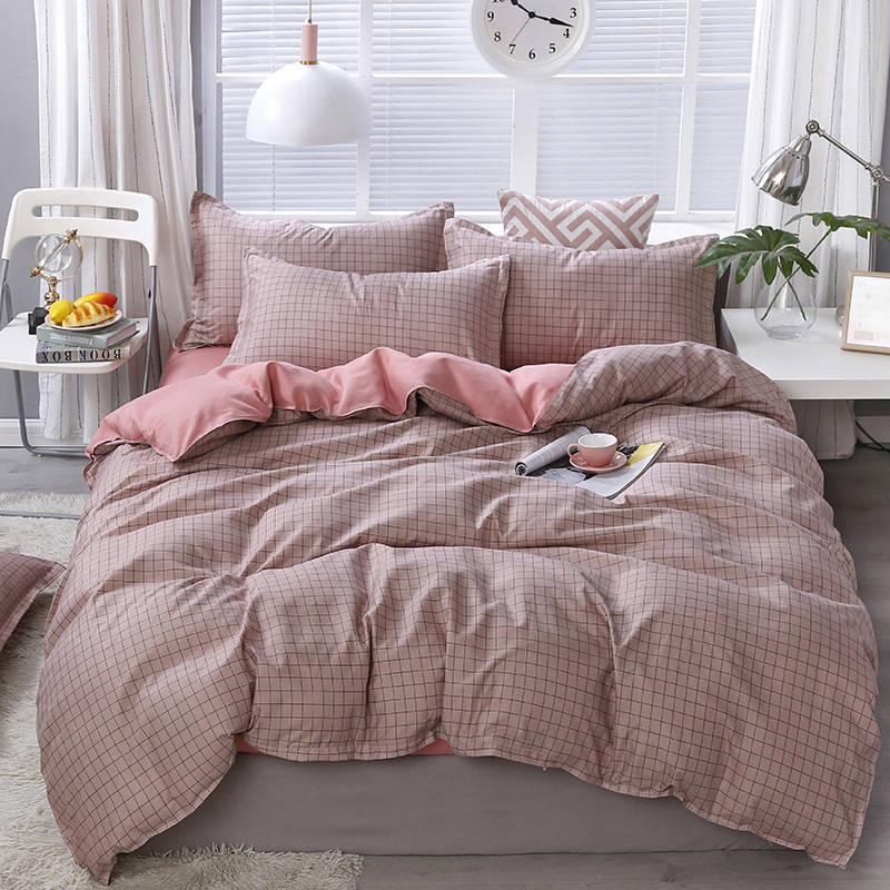 

30 Stripe Printed Simple Solid Color Bed Cover Set Duvet Cover Adult Child Bed Sheet Pillowcase Comforter Bedding Set 61010, 2tj-61010-007