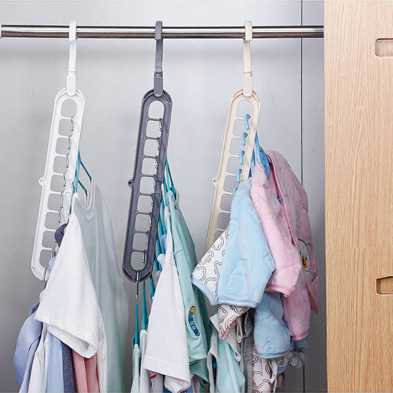 

Multi-functional 9 Holes Clothes Hanger Skirt Shirt Coat Drying Hang Rack Wardrobe Storage Organizer Space-saving Cabide