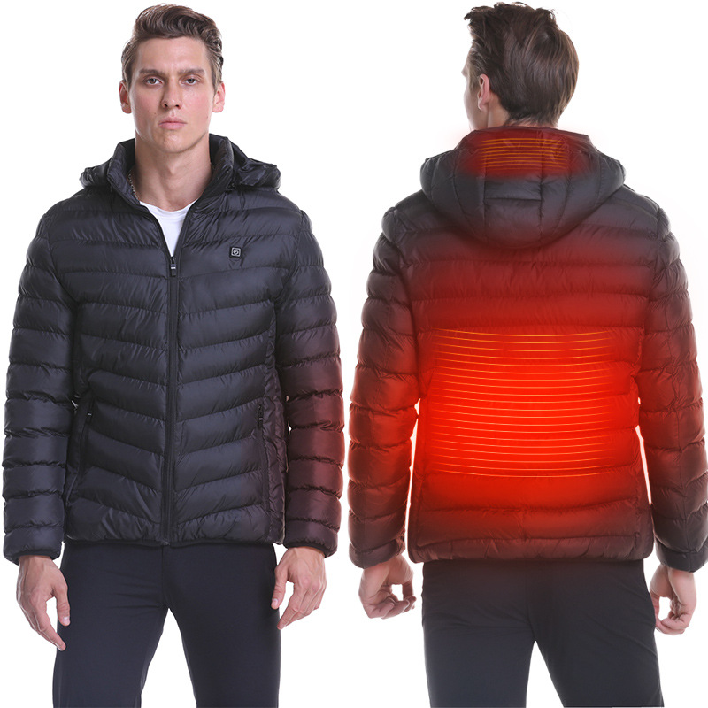 

Winter Men Outdoor Mountain Hiking Sports Heated Jacket Slim USB Charging Heated Cotton Jacket Windproof Fast Heating Men, Red