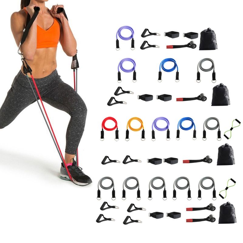 

Exercise Resistance Bands with Handles 5 Fitness Workout Bands Stackable up to 110 lbs Training Tubes with Large Handles Ankle