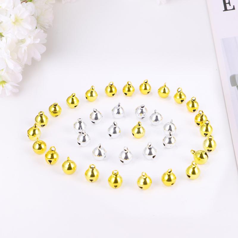 

200Pcs Jingle Bells Keychain Pendant Bells Crafts Pet DIY Tree Pendant (10mm, Golden, Silver for Each 100Pcs