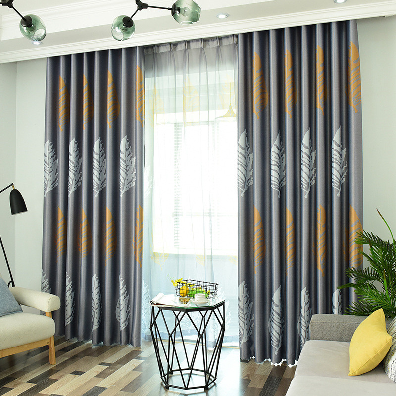 

Byetee Blackout Curtains for bedroom Window Treatment Leaves Curtains For Living Room Decorative, Blue tulle
