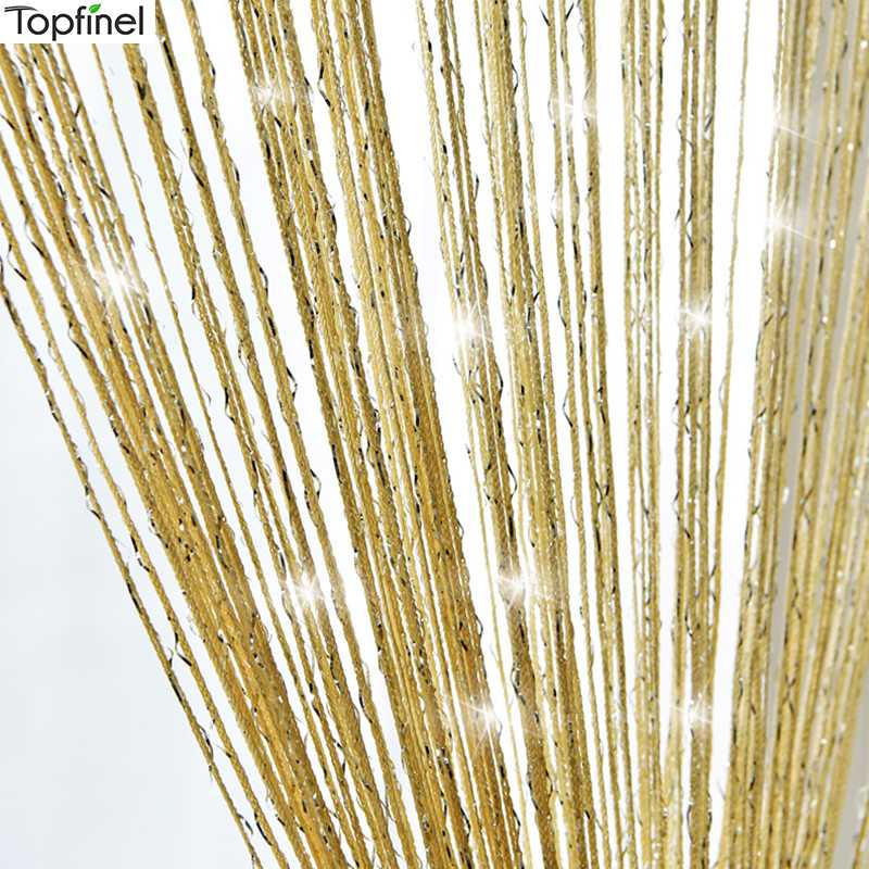 

Topfinel Shiny Tassel Line Curtains for living room Solid color string Door Curtains for window 300X260cm Home Decoration New, Cream