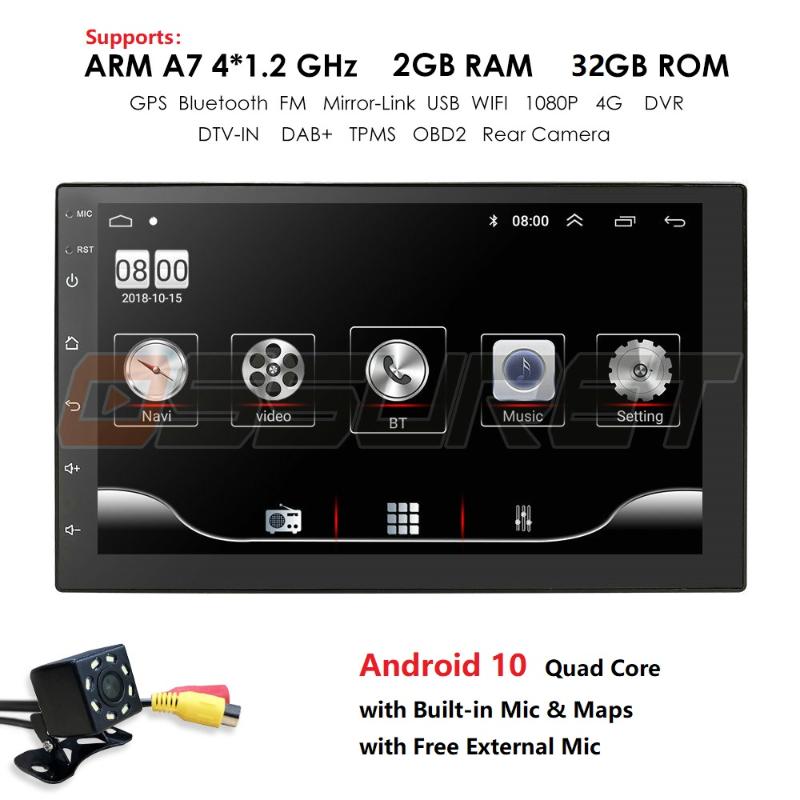 

2din Car Radio Android multimedia player Autoradio 2 Din 7'' 2.5D screen GPS Bluetooth FM WIFI auto audio player stereo OBD2 MIC car dvd
