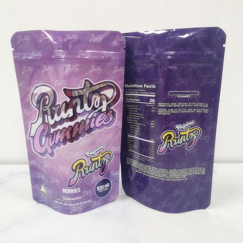 

Hot Runtz Gummies 500mg Mylar bags Ether Runt Dank Gummi Worm maylar bag Smell proof Edibles Packaging bagg