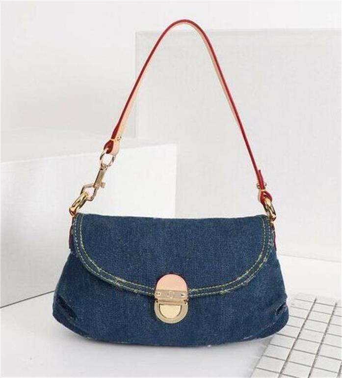 

latest luxury fashion wild denim letter pattern woman shoulder bag Designer woman bag size 26x17x7CM model M44470, Blue