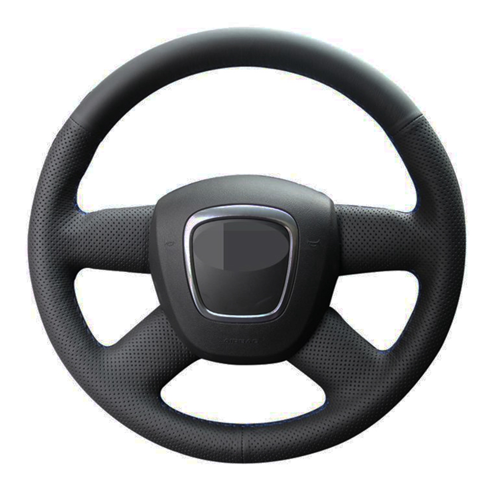 

Car Steering Wheel Cover DIY Black Hand-stitched Artificial Leather For Audi A6 (C6) A3 (8P) Sportback A4 (B8) A4 (B7)