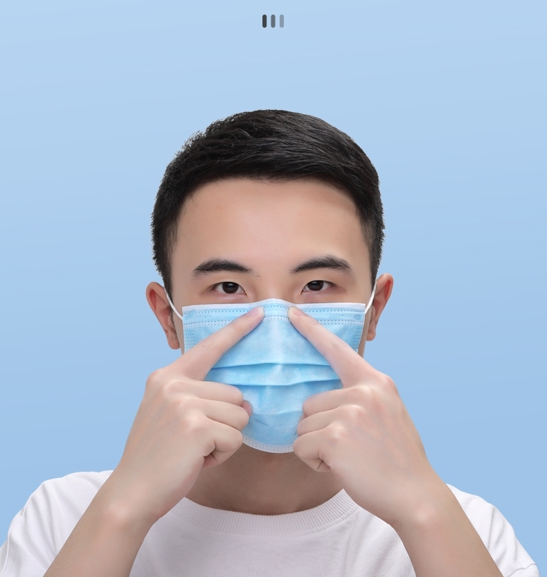 

Disposable mask three layers of blue dust-proof and anti fog breathable disposable masks for men and women adults wholesale three-layer filt