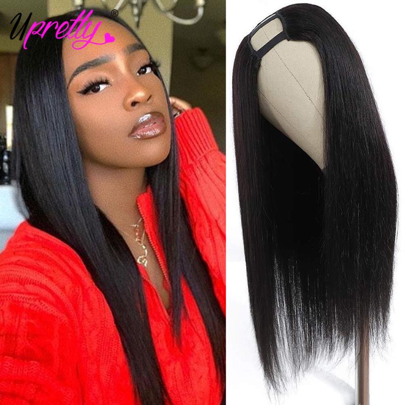 

Upretty Hair U Part Wig Brazilian Straight Human Hair Glueless Wig For Women Pre Plucked Remy 150% Density Nature Col
