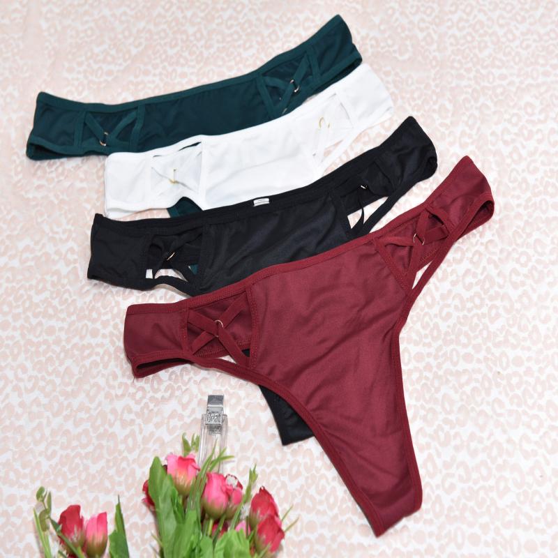 

New Sexy Hollow Underwear Viscose Fiber Pure Cotton Ultra-Thin Seamless Ins Wind Women Underwear, Black