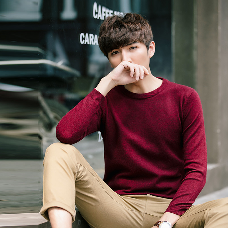 

MRMT 2020 Brand Autumn New Men's Sweater Round Neck Solid Color Pullover for Male Slim Casual Youth Sweater, Black