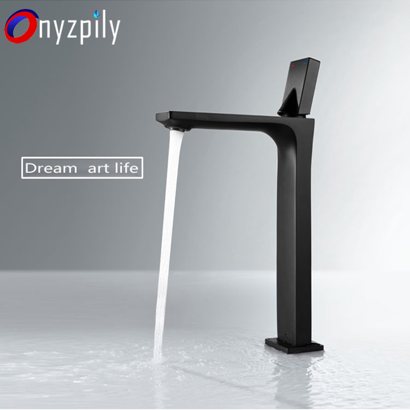 

Full-copper black paint basin faucet Nordic simple and convenient cold and hot household basin faucet
