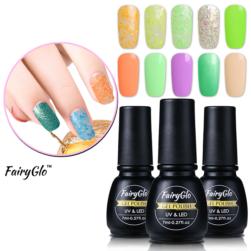 

FairyGlo Pure Color Gel Varnish UV Gel Lak Base Top Nail Polish Hybrid Lacquer Bling Gelpolihsh Lucky Ink Acrylic Nail Paint, 224