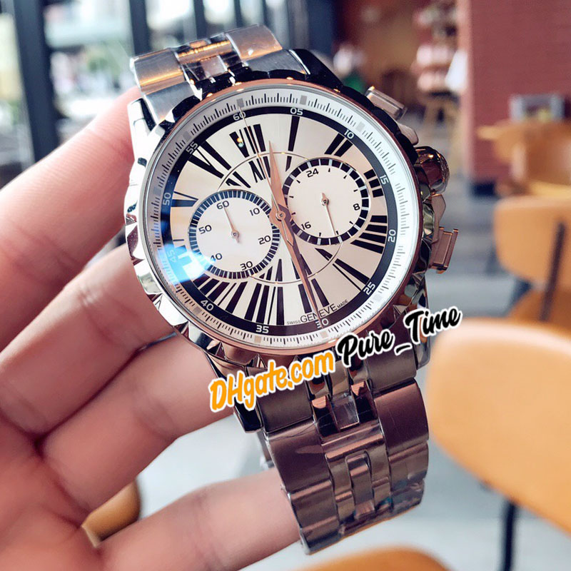 

Luxury New Excalibur 46 RDDBEX0265 White Dial Quartz Chronograph Mens Watch Stopwatch Stainless Steel Bracelet Gents Watches Pure_Time E71, Customized waterproof service