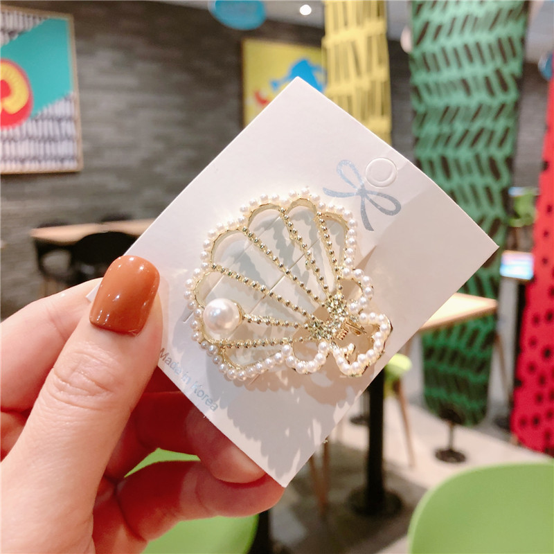 

2020 New Korea Style Girl Hair Pins Seaside Vacation Pearl Shell Duck Hair Clips for Women Fashion Accessories