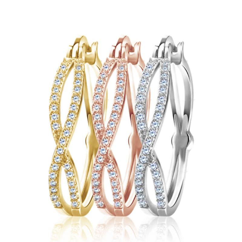 

Fashion Micro Inlaid Geometric Shape Zircon Rose Gold Silver Color Women Earring Jewelry Gift