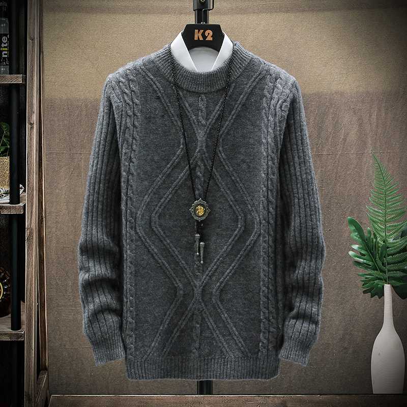 

2020 New Winter Mens Sweaters Men's Turtleneck Casual Sweater Men's Slim Fit Brand Knitted Pullovers Thick Warm pull homme, Black