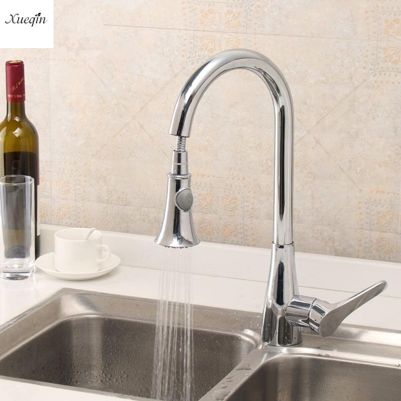 

360 Degree Rotation Single Handle Kitchen Faucet Pull Out Spray Kitchen Taps Hot and Cold Deck Mounted Mixer Taps Torneira