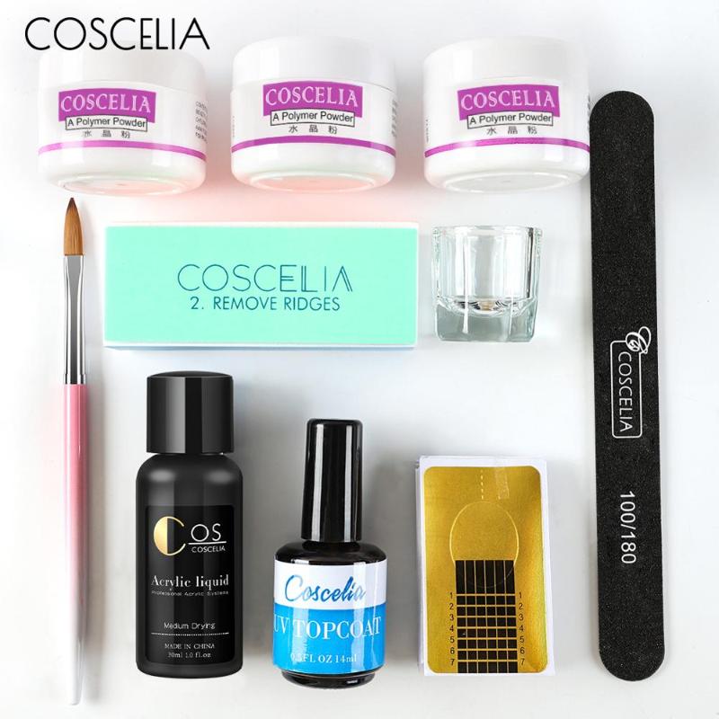 

Acrylic Powder Pink Clear White Color Set Crystal Nail Art Polymer Tips Builder Manicure Set Kit Tool For Nail Extension