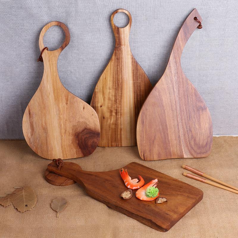 

High quality Acacia Wood Cutting Board ,Practical double-sided wooden cutting board, regular Bread Board with Oval handle