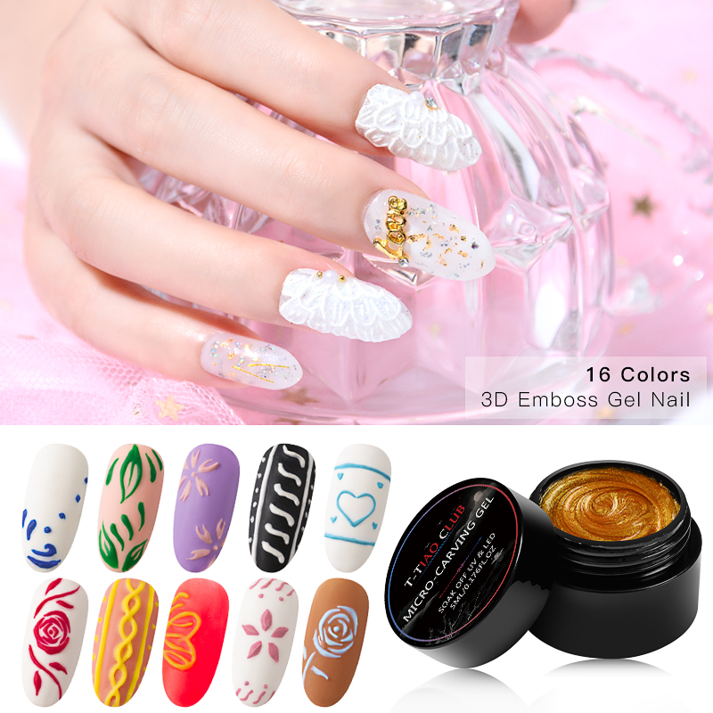 

T-TIAO CLUB 3D Micro-carving Nail Gel 5ml Painting Nail Art Gel Glitter UV Lacquer Soak Off Color Polish Art, Fs00422