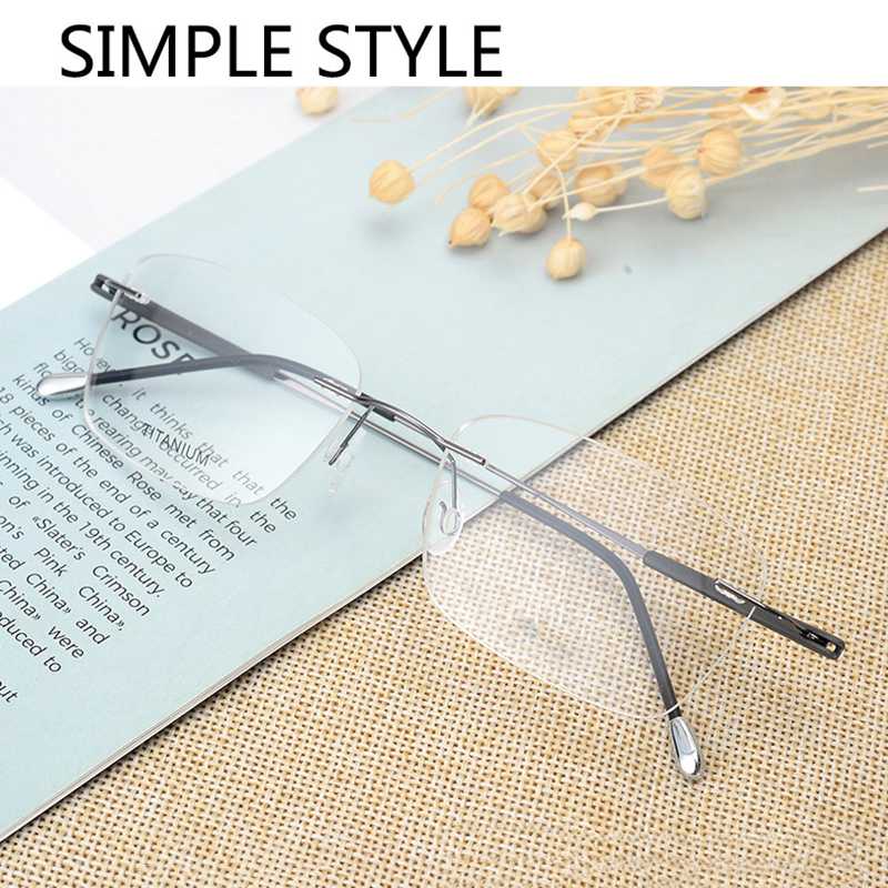 

Men Spectacles Optical Glasses Frame Titanium Legs Rimless Rectangular Eye Glasses