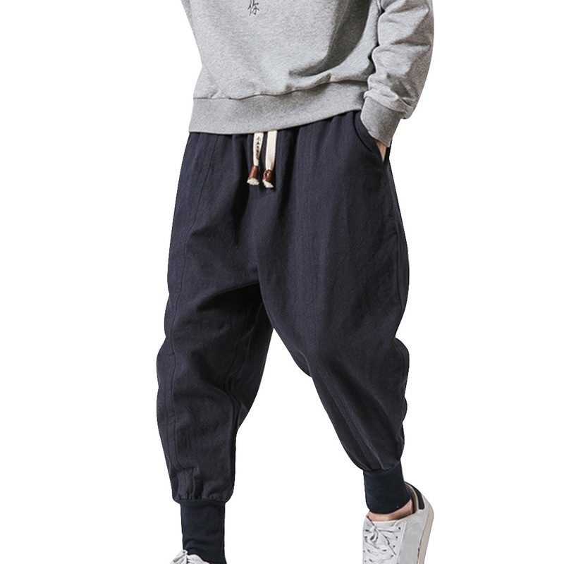 

Casual Vintage Long Pants Pantalones Hombre Baggy Cotton Linen Harem Pants Men Hip-hop Women Plus Size Wide Leg Trousers, Red