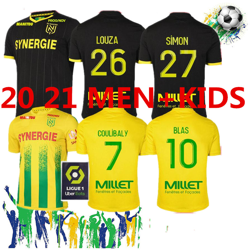 

20 21 FC Nantes soccer jersey home away maillot de foot 2020 2021 SIMON LOUZA A TOURE BLAS COCO COULIBALY ADULT MEN KIDS football shirts, Black;yellow