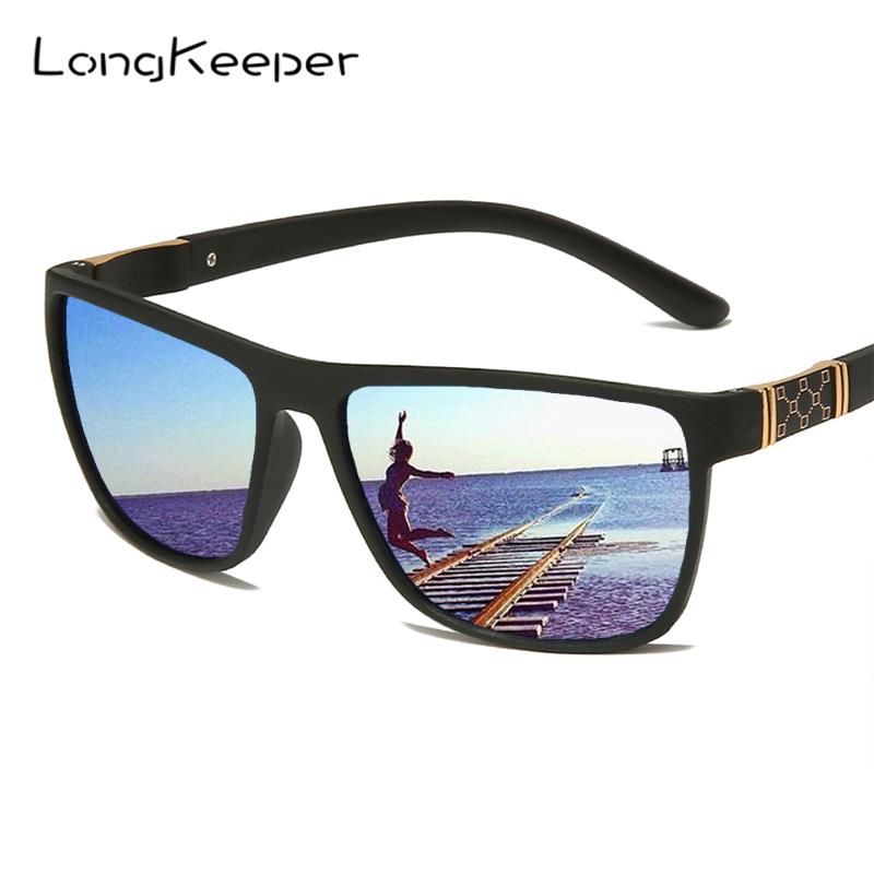 

LongKeeper Brand Design Vintage Ultra Light Sunglasses Men Polarized Quality Square Male Driving Sun Glasses, White;black