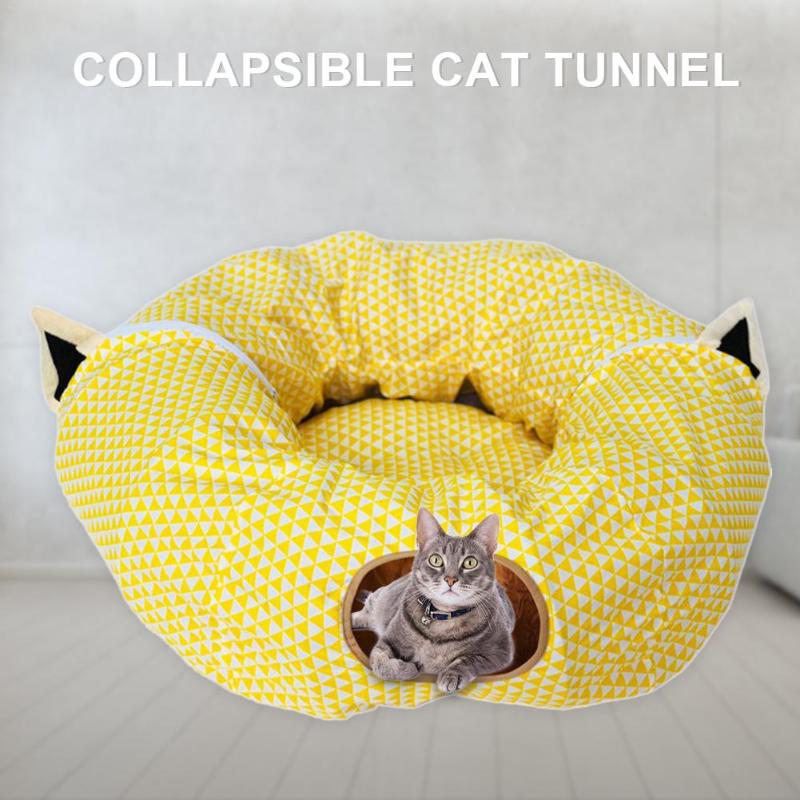 

Foldable Pet Cat Tunnel Bed Circular Bending Tunnel Variable shape Chinchilla Nest Fun Training Toy for Cat Play House