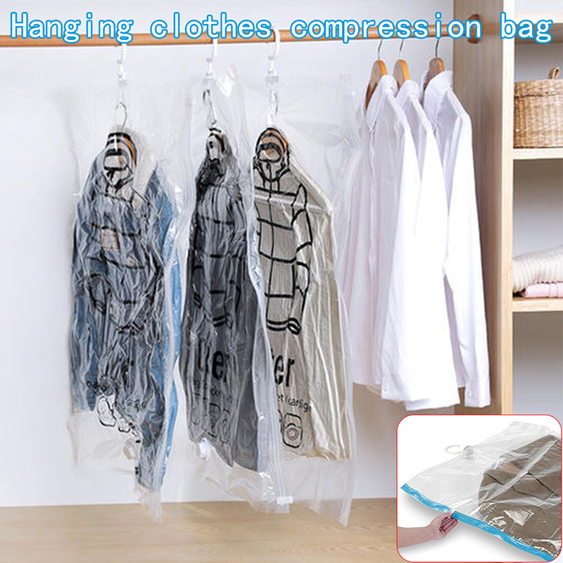 

Vacuum Compression Bag To Save Space For Foldable Clothes Can Hang Hook Storage Down Jacket Suit Bags Clothing Dustproof Cover, As pic