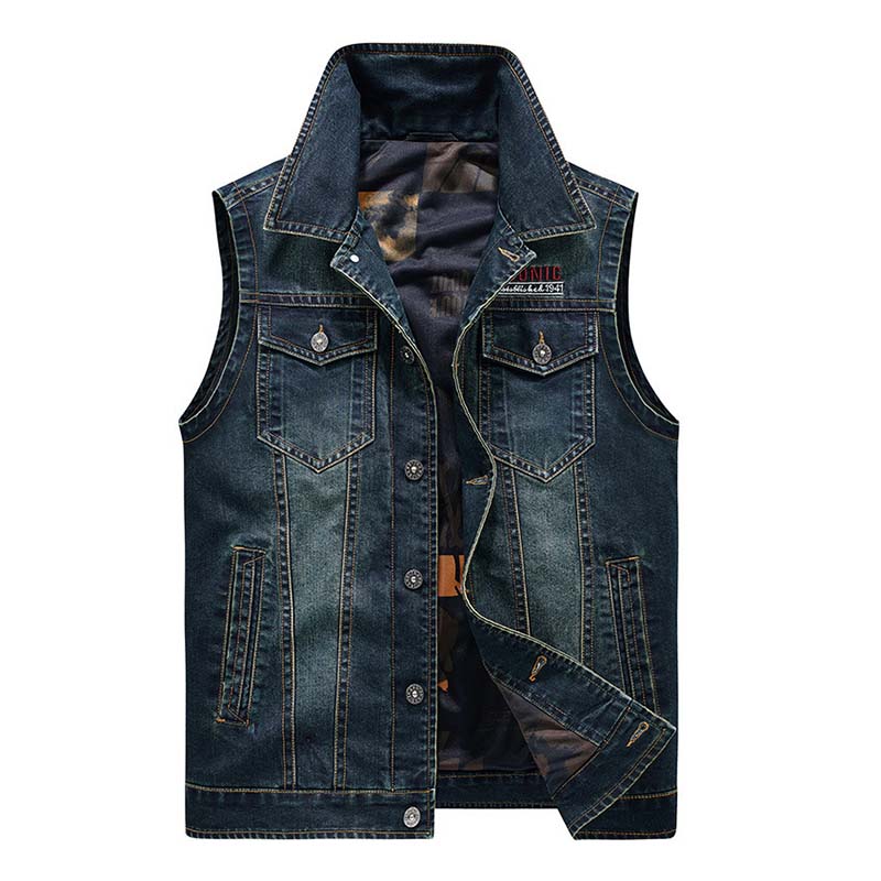 

Mcikkny Men Cargo Casual Denim Vest Multi Pockets Vintage Jeans Waistcoats For Male Outdoor Size -4XL