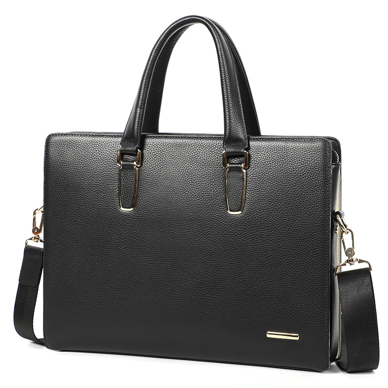 

Luxury Genuine Leather Handbags Men Briefcases Brand Designer Fashion Men's Crossbody Bags High Quality Male Messenger Bags, Black