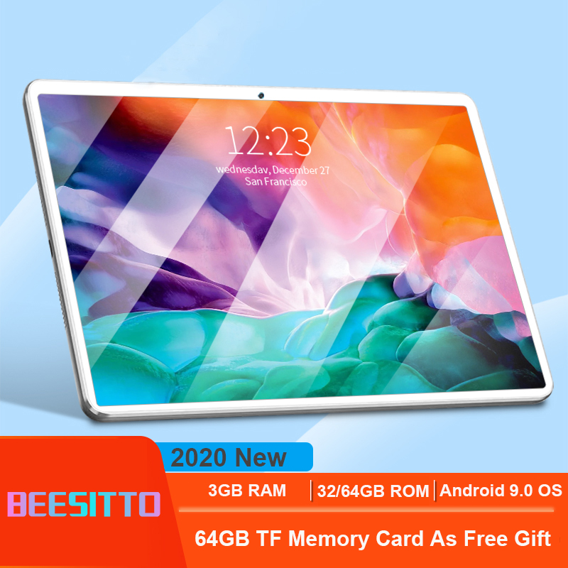 

2020 Hot New Android 9.0 pie OS 10 inch tablet 3G 4G FDD LTE 3GB RAM 64GB ROM 8 Cores 1280x800 WiFi Bluetooth GPS Tablet+Gift, Black