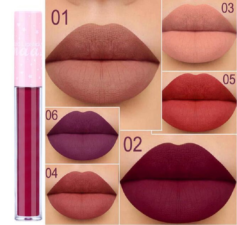 

Cmaadu 6 color matte pink tube non stick cup lipstick lipstick, Mixed color