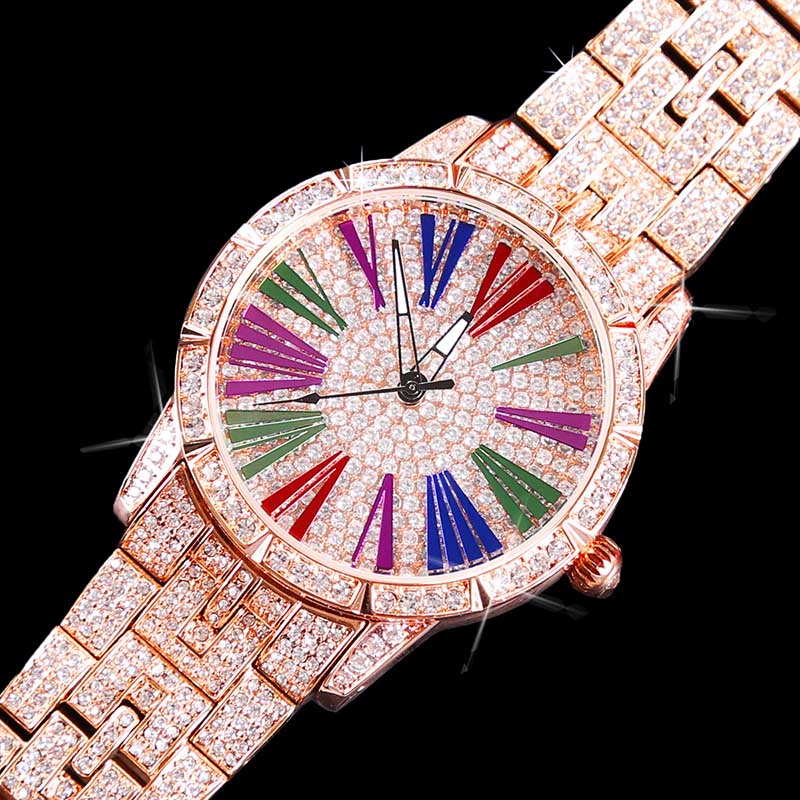 

Drop Shipping Hot Style Fortune Turn Waterproof Watch Female Personality Diamond Fashion Ladies Quartz Wrist Watch, Gold