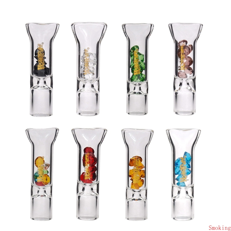 

Honeypuff Glass Mouth Filter Tips With Diamond Cigarette Mouthpiece Rolling Tip Steamroller Tobacco Smoking Dry Herb Holder 8MM Diameter