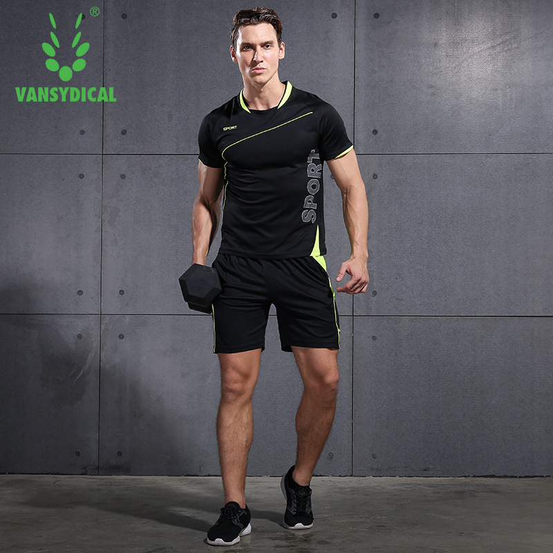 

Vansydical Quick-drying sports suit clothes short-sleeved loose training fitness clothes shorts thin basketball soccer, Heise xlf018