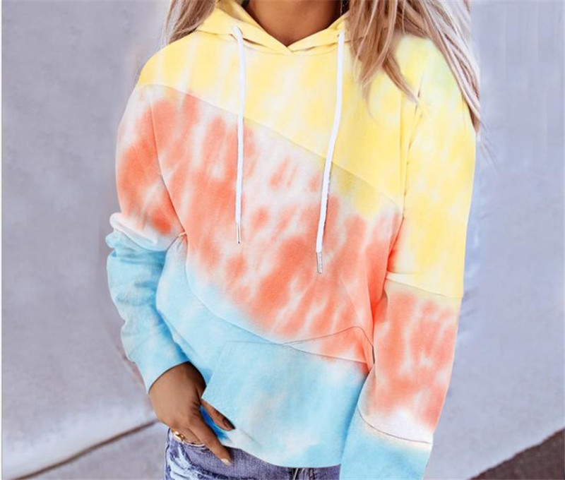 

Dropshipping Autumn Ladies Designer Streetwear Hoodie Fashion Contrast Color Hooded Long Sleeve Sweatshirts Casual Female Clothing, Pink