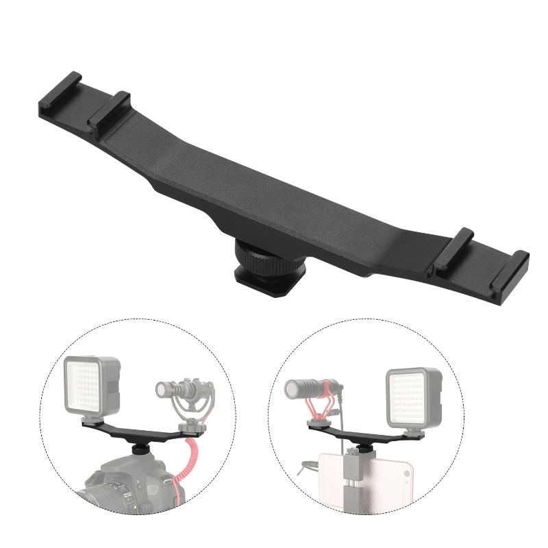 

Photography Double Cold Shoe Mount Extension Bar Dual Bracket for DV DSLR Camera Smartphone Mic LED Light