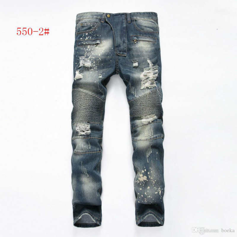 

Mens jeans Distressed Robin Motorcycle biker jeans Rock revival Skinny Slim Ripped hole Men's Brand Denim pants Men Designer jeans, Gold