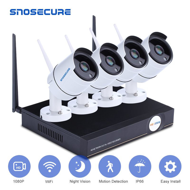 

SNOSECURE H.265 4CH 8CH 1080P Wireless NVR Kit Wifi Security System 2MP Outdoor CCTV IP Camera P2P Video Surveillance Set