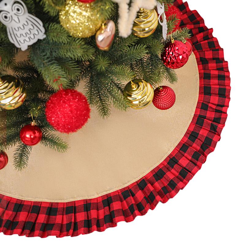 

1Pc 120cm Christmas Tree Skirt Creative Chic Tree Base Decoration For Ball Party Prom Pleated Plaid Christmas Skirts