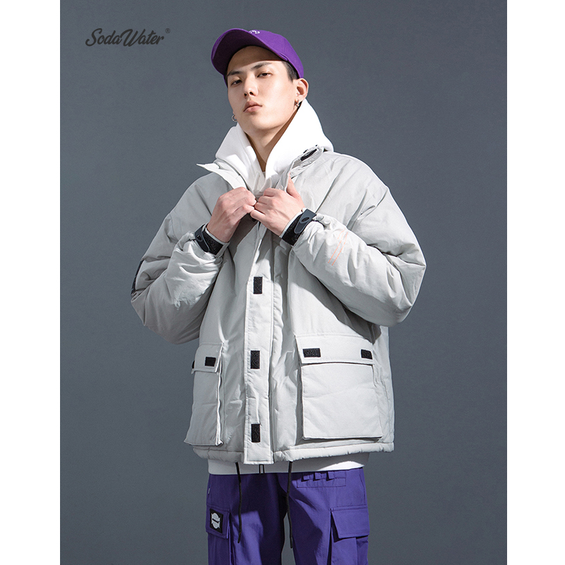 

SODAWATER Men Solid Color Winter Jacket 2020 Streetwear Loose Fit Parka Coat Men Hip Hop Warm Thick Padded Coats Parka 8761W, Black