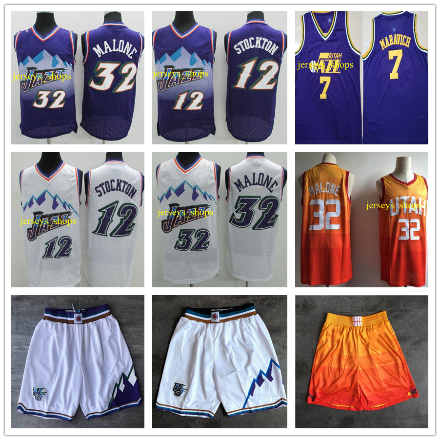 

Utah Jazz Donovan Jerseys Mitchell Basketball Jerseys Vintage John Stockton 12 Karl Malone 32 Pete Maravich 7 Shirts 2019, Black;red