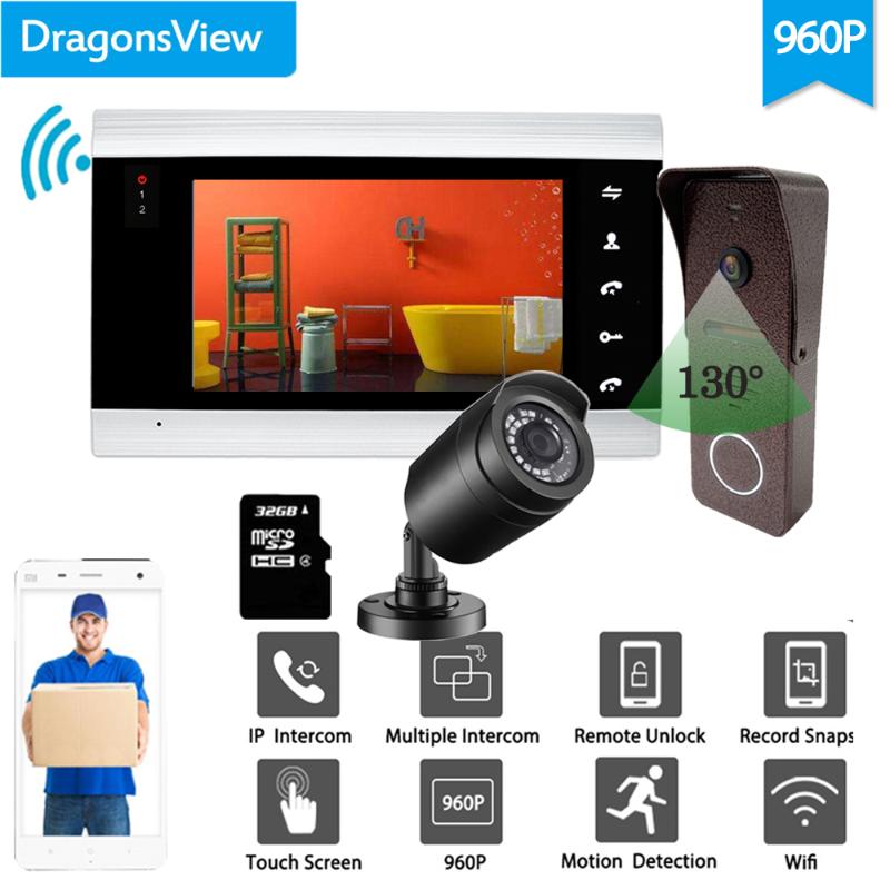 

Dragonsview Smart WiFi Wireless Video Door Intercom Door Phone System Doorell Camera With CCTV Camera SD Card Record Unlock
