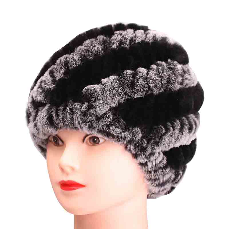 

Winter Hats Women Genuine Rex Fur for Girls Skull Cap Real Knitting Skullies Beanies knitted hat female russian, Grey
