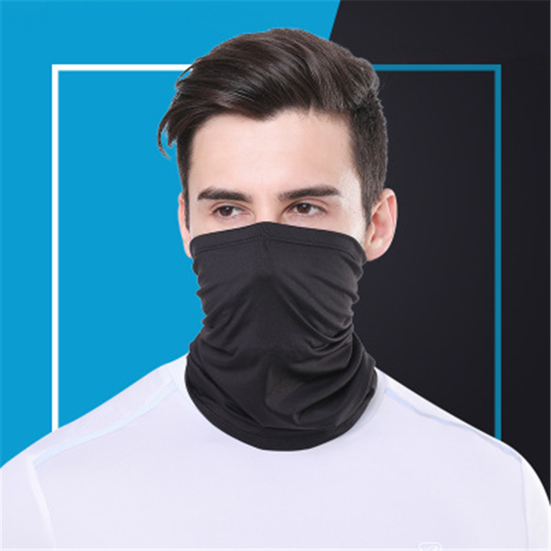 

Men Black Scarf For Cycling Solid Neck Cover Soft Breathable Hiking Scraf Windproof Camping Bandana Dust-proof Sun Protection