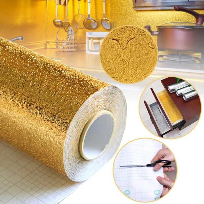 

40W*100L CM Kitchen Wall Stove Aluminum Foil Oil-proof Stickers Anti-fouling High-temperature Self-adhesive Croppable Wallpaper