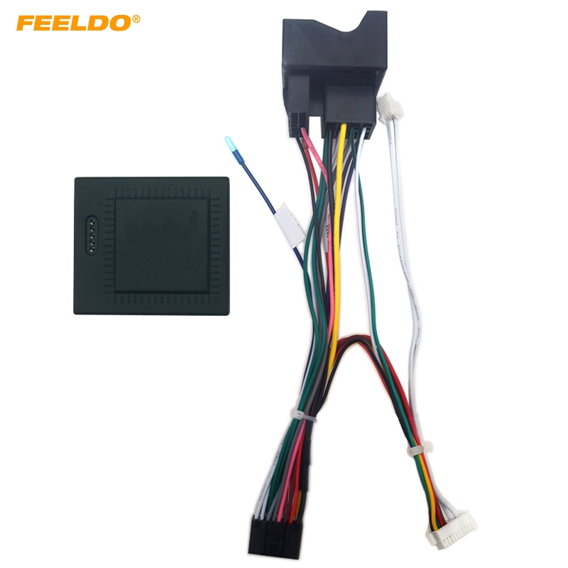 

FEELDO Car Stereo Audio 16PIN Android Power Wiring Harness Cable Adapter With Canbus Box For Ford Mondeo 07-10/Focus 07-11/C-MAX 07-10 #6478